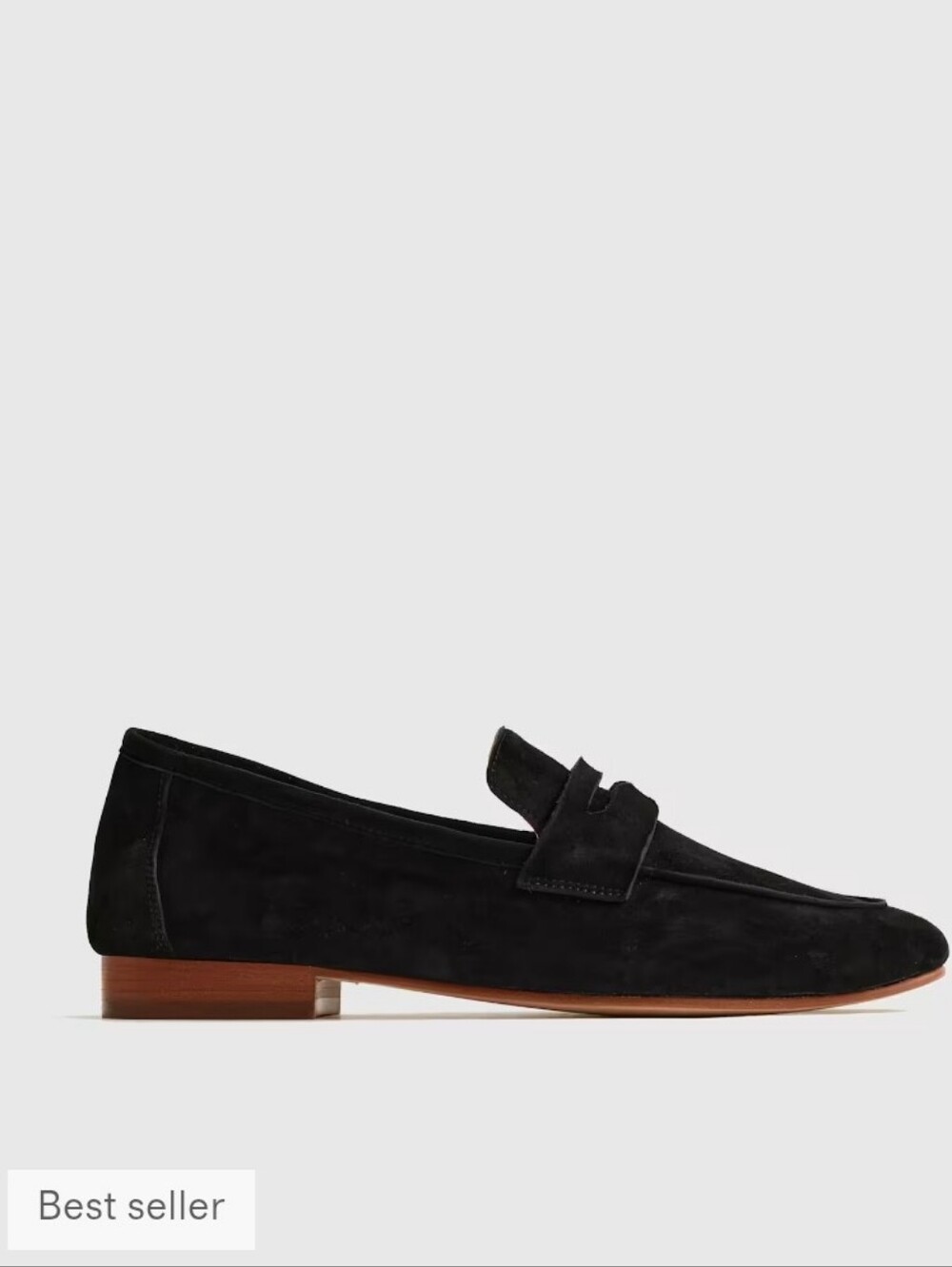 Quince Italian Suede Penny Loafer - black